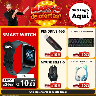 Modelo de Rede Social para Feed Facebook com o tema Março de Ofertas! para Informática