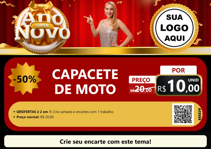 Modelo de Cartaz para Cartaz A4 Horizontal com o tema Super Ano Novo para Moto peças