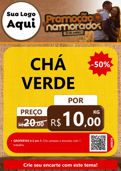 Modelo de Cartaz para Cartaz A4 Vertical com o tema Promoção Namorados para Produtos Naturais