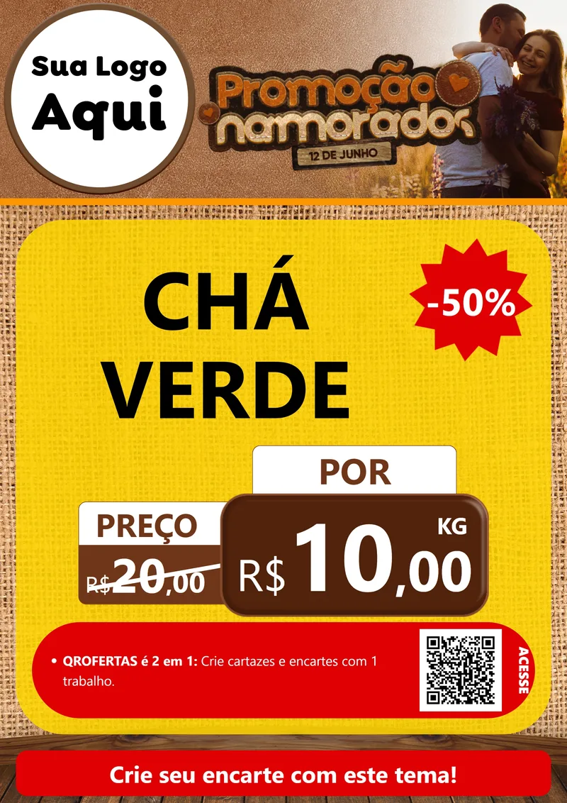 Modelo de Cartaz para Cartaz A4 Vertical com o tema Promoção Namorados para Produtos Naturais
