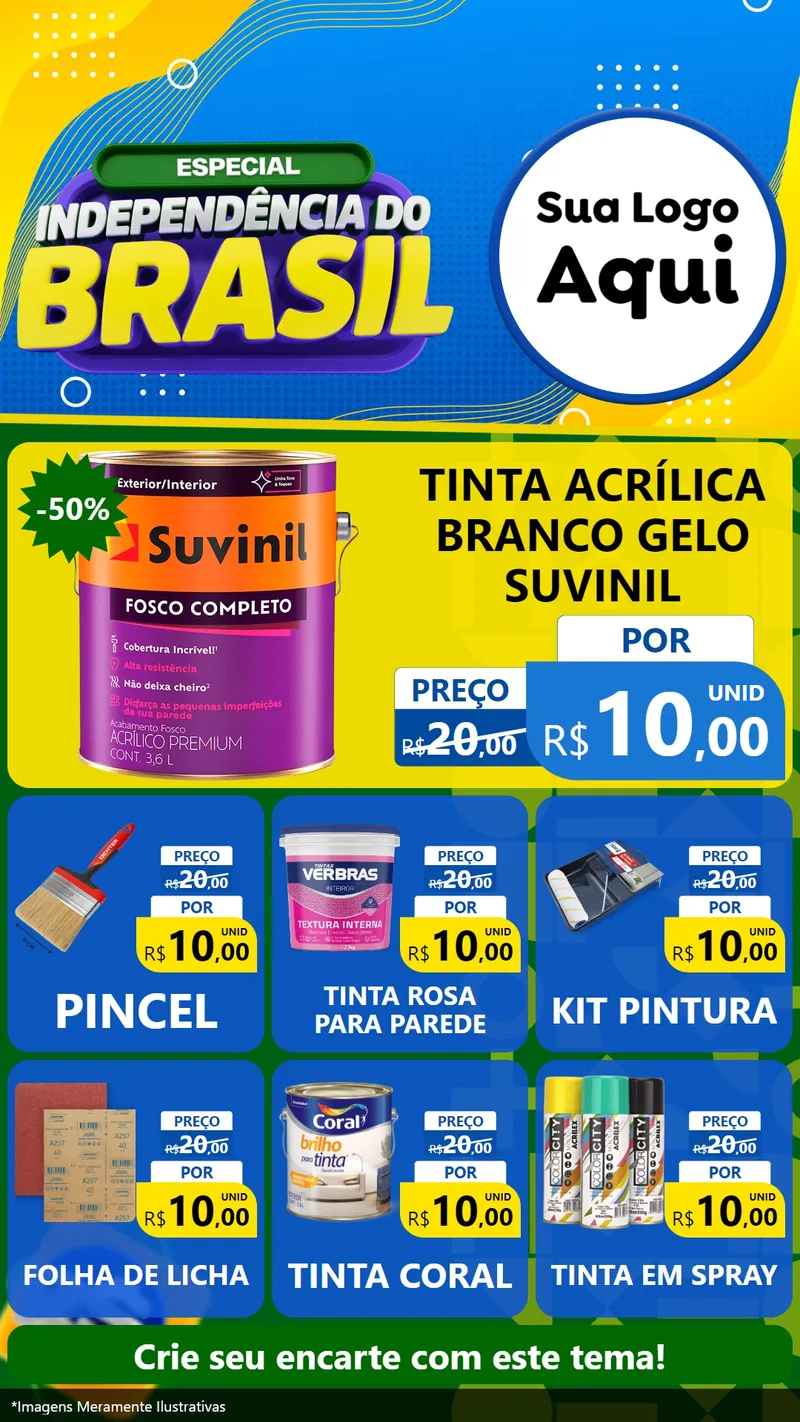 Modelo de Rede Social para Stories com o tema Especial Independência do Brasil para Tintas e Ferramentas