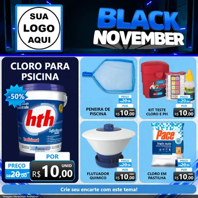 Modelo de Rede Social para Feed Facebook com o tema Black November para Produtos para Piscina