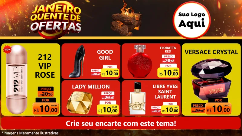 Modelo de TV para TV Horizontal com o tema Janeiro Quente de Ofertas para Perfumes
