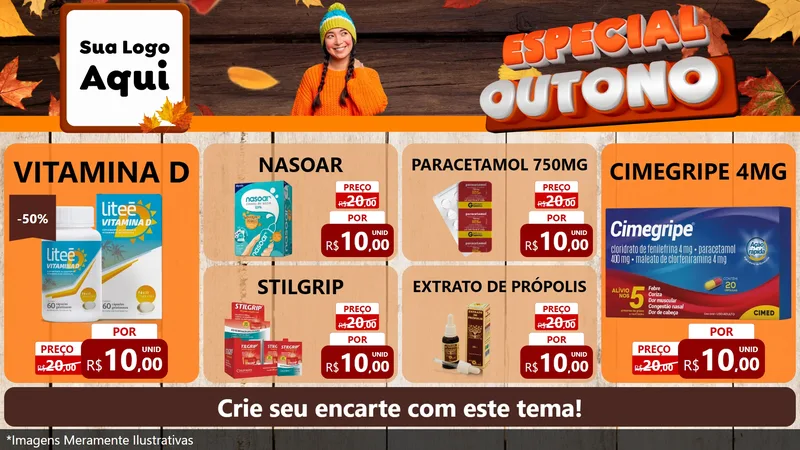 Modelo de TV para TV Horizontal com o tema Especial Outono para Farmácia