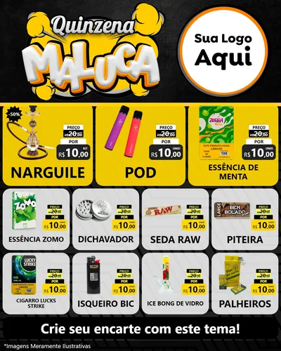 Modelo de Rede Social para Feed Instagram com o tema Quinzena Maluca para Tabacaria