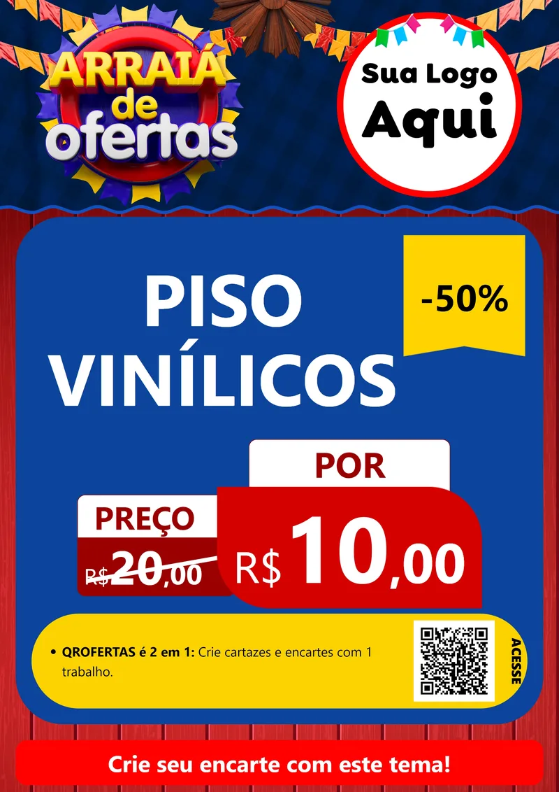 Modelo de Cartaz para Cartaz A4 Vertical com o tema Arraiá de Ofertas para Material para Construção