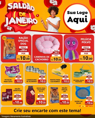 Modelo de Rede Social para Feed Instagram com o tema Saldão de Janeiro para Pet Shop