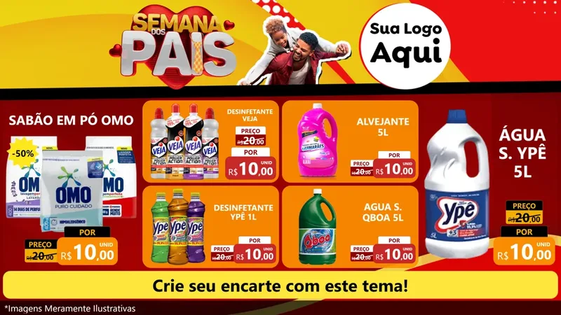 Modelo de TV para TV Horizontal com o tema Semana Dos Pais para Produtos de Limpeza
