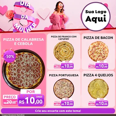 Modelo de Rede Social para Feed Facebook com o tema Dia da Mulher para Pizzaria