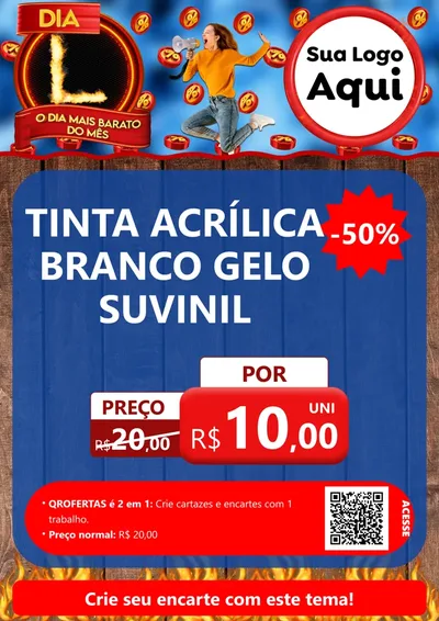 Modelo de Cartaz para Cartaz A4 Vertical com o tema Dia L - O Dia Mais Barato Do Mês para Tintas e Ferramentas
