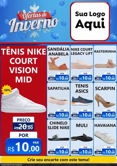 Modelo de Encarte para Encarte A4 Vertical com o tema Ofertas de Inverno para Calçados