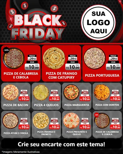 Modelo de Rede Social para Feed Instagram com o tema Black Friday para Pizzaria