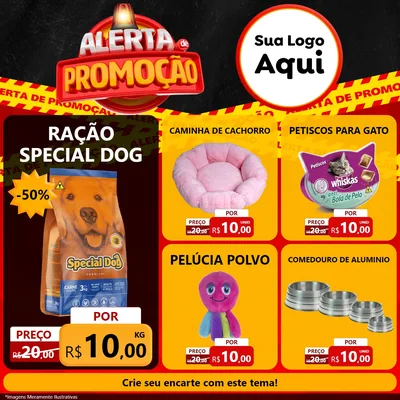 Modelo de Rede Social para Feed Facebook com o tema Alerta de Promoção para Pet Shop