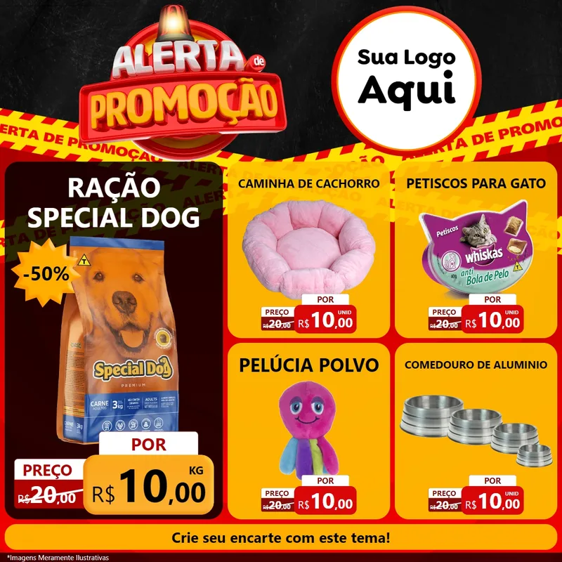 Modelo de Rede Social para Feed Facebook com o tema Alerta de Promoção para Pet Shop