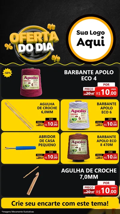 Modelo de TV para TV Vertical com o tema Oferta Do Dia para Armarinho e Aviamentos