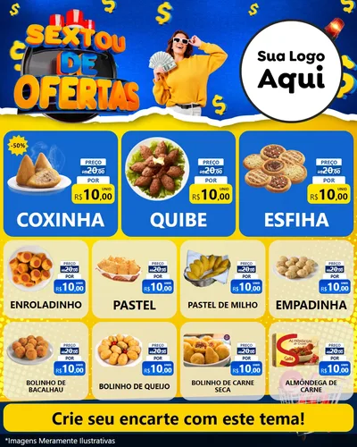 Modelo de Rede Social para Feed Instagram com o tema Sextou de Ofertas para Salgadaria