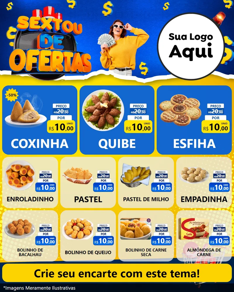 Modelo de Rede Social para Feed Instagram com o tema Sextou de Ofertas para Salgadaria