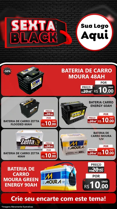Modelo de TV para TV Vertical com o tema Sexta Black para Baterias Elétricas