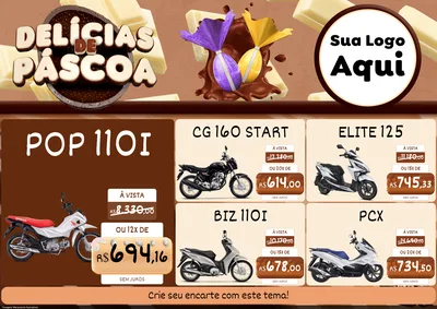 Modelo de Encarte para Encarte A4 Horizontal com o tema Delícias de Páscoa para Concessionaria de Motos