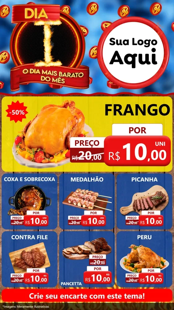 Modelo de Rede Social para Stories com o tema Dia I - O Dia Mais Barato Do Mês para Assados