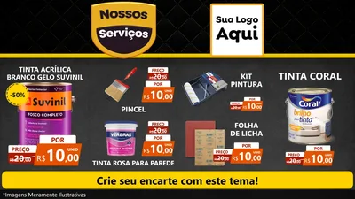 Modelo de TV para TV Horizontal com o tema Nossos Serviços para Tintas e Ferramentas