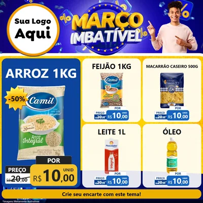 Modelo de Rede Social para Feed Facebook com o tema Março Imbatível para Supermercado