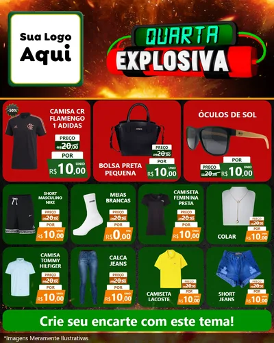 Modelo de Rede Social para Feed Instagram com o tema Quarta Explosiva para Roupas e acessórios