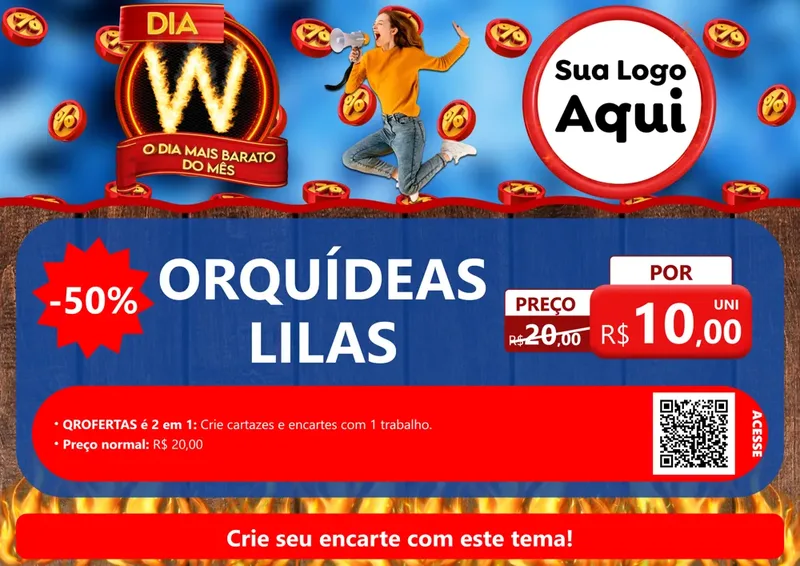 Modelo de Cartaz para Cartaz A4 Horizontal com o tema Dia W - O Dia Mais Barato Do Mês para Floricultura e jardim