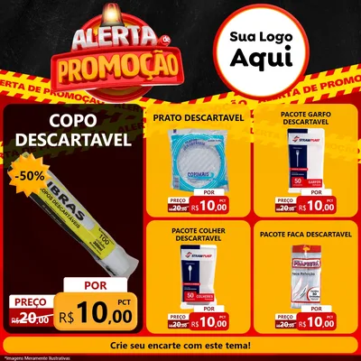 Modelo de Rede Social para Feed Facebook com o tema Alerta de Promoção para Embalagens