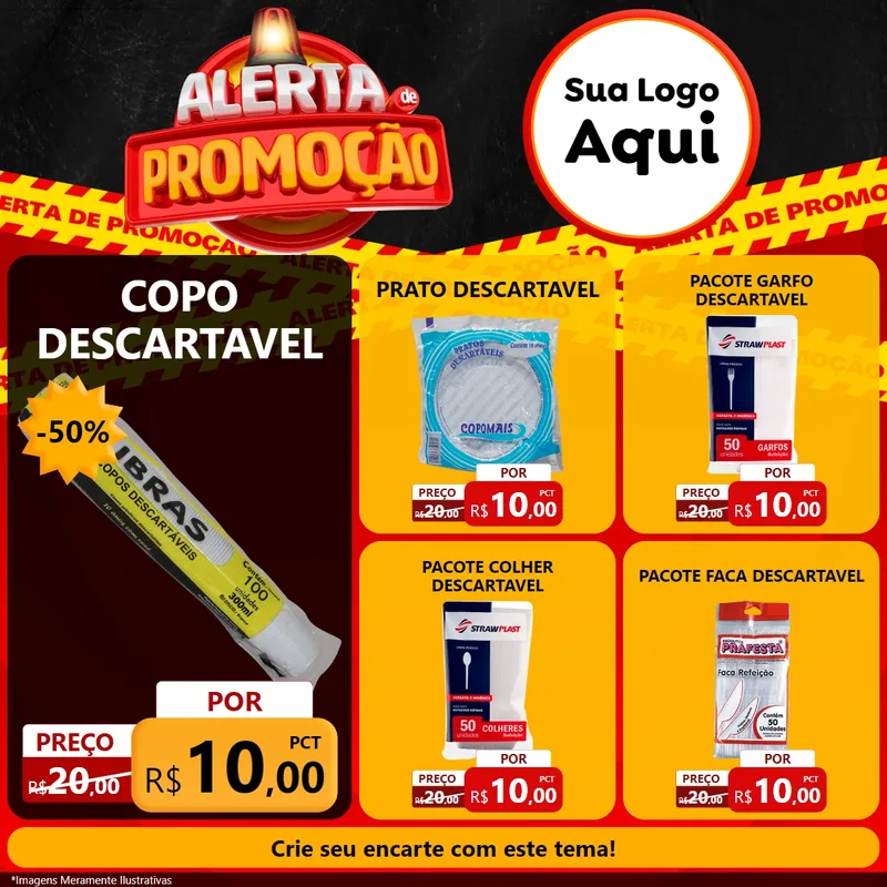 Modelo de Rede Social para Feed Facebook com o tema Alerta de Promoção para Embalagens