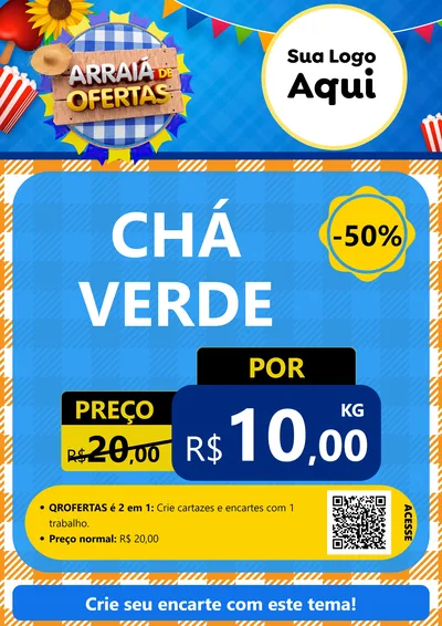 Modelo de Cartaz para Cartaz A4 Vertical com o tema Arraiá de Ofertas para Produtos Naturais