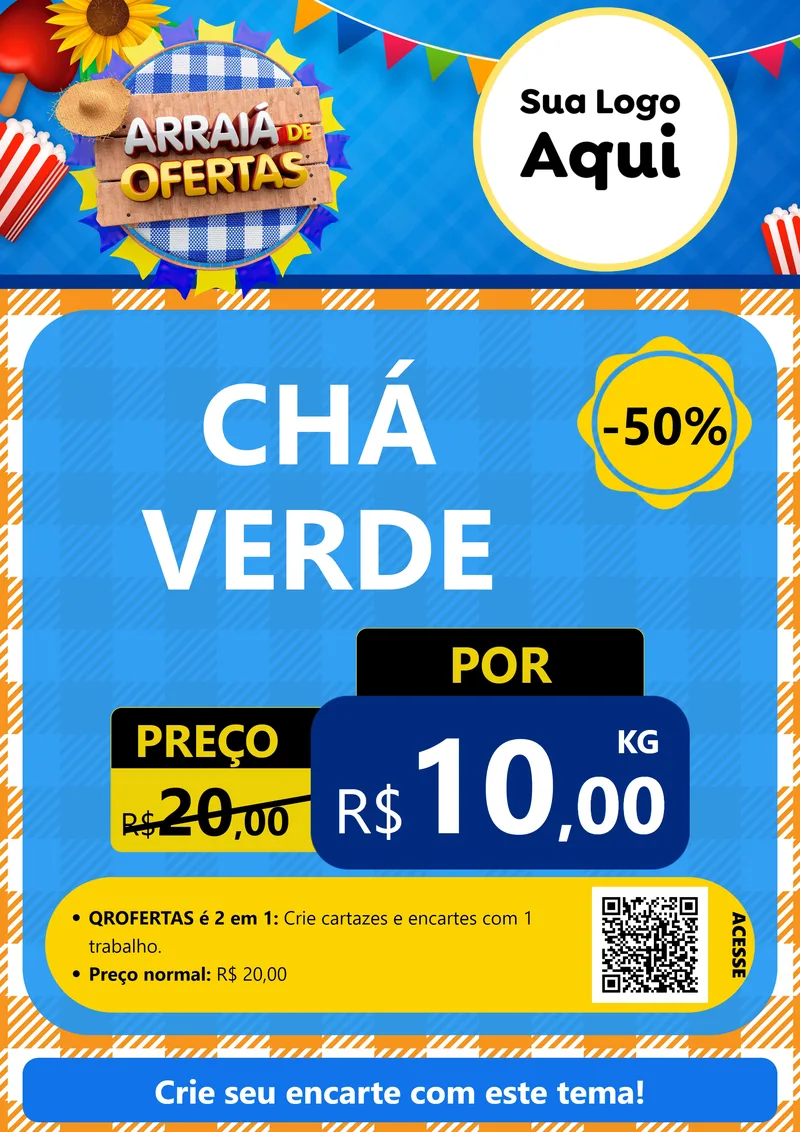Modelo de Cartaz para Cartaz A4 Vertical com o tema Arraiá de Ofertas para Produtos Naturais