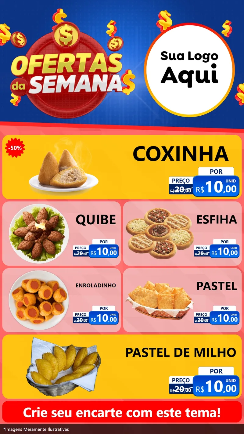 Modelo de TV para TV Vertical com o tema Ofertas Da Semana para Salgadaria