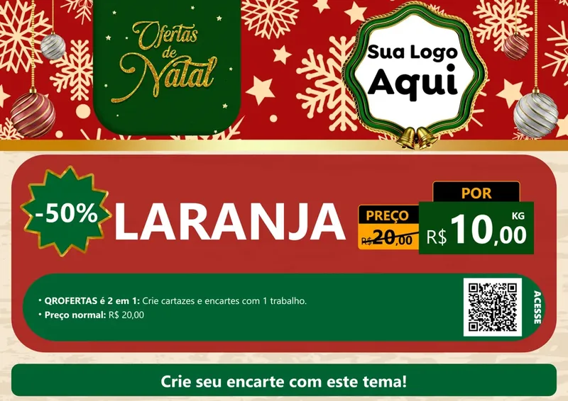Modelo de Cartaz para Cartaz A4 Horizontal com o tema Natal de Ofertas para Hortifrúti