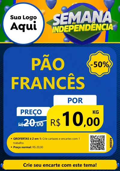 Modelo de Cartaz para Cartaz A4 Vertical com o tema Semana da Independência para Padaria
