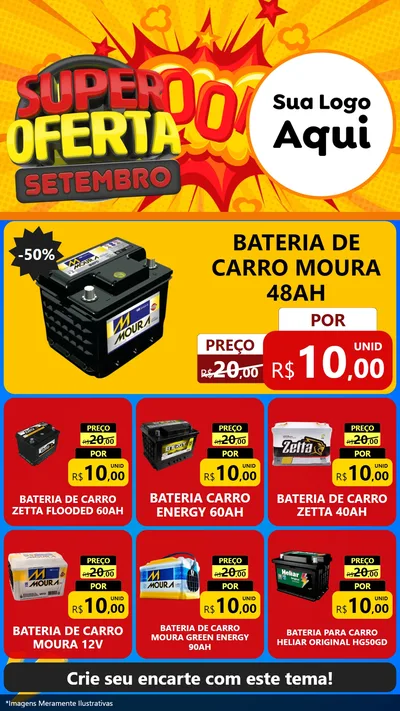 Modelo de Rede Social para Stories com o tema Super Oferta Setembro para Baterias Elétricas