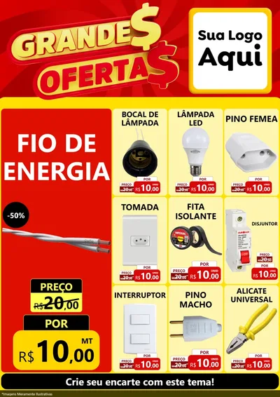 Modelo de Encarte para Encarte A4 Vertical com o tema Grandes Ofertas para Materiais Elétricos