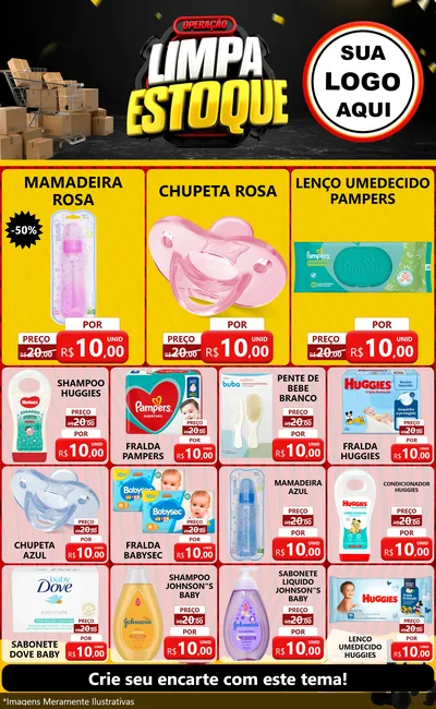 Modelo de Encarte para Encarte Grande com o tema Operação Limpa Estoque para Bebês