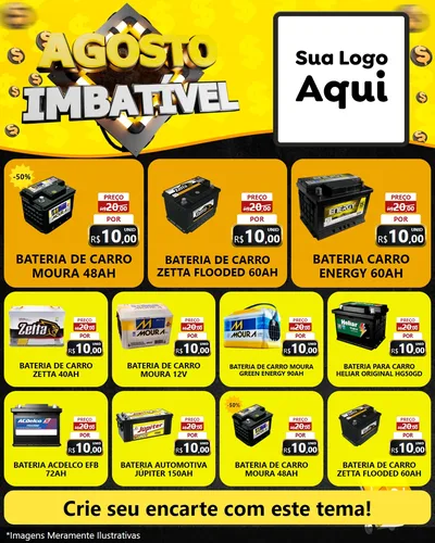 Modelo de Rede Social para Feed Instagram com o tema Agosto Imbatível para Baterias Elétricas