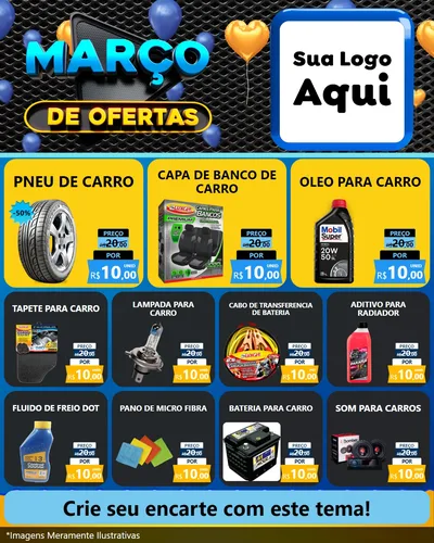 Modelo de Rede Social para Feed Instagram com o tema Março de Ofertas para Auto peças