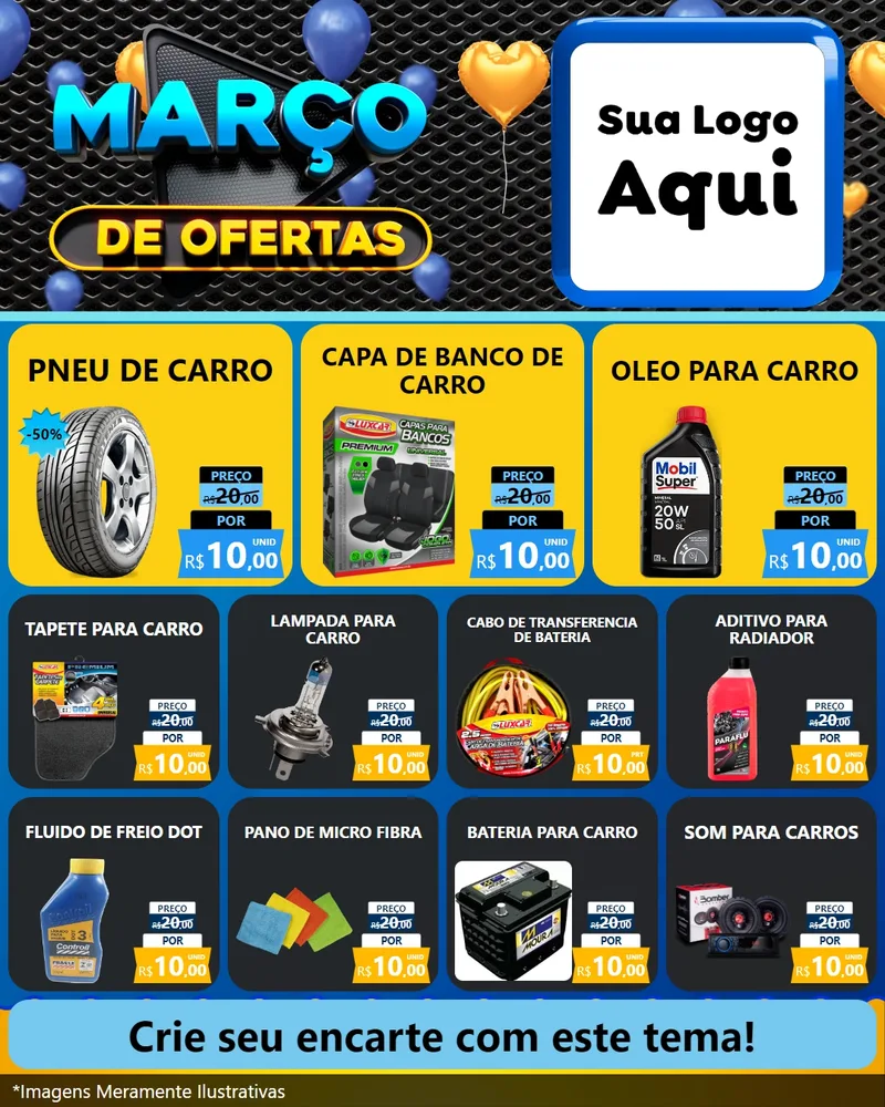 Modelo de Rede Social para Feed Instagram com o tema Março de Ofertas para Auto peças