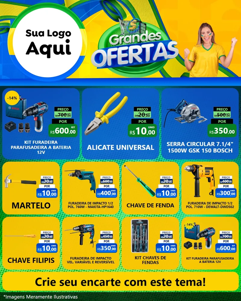 Modelo de Rede Social para Feed Instagram com o tema Grandes Ofertas para Maquinas e Ferramentas