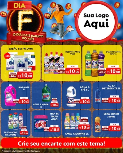 Modelo de Rede Social para Feed Instagram com o tema Dia F - O Dia Mais Barato Do Mês para Produtos de Limpeza