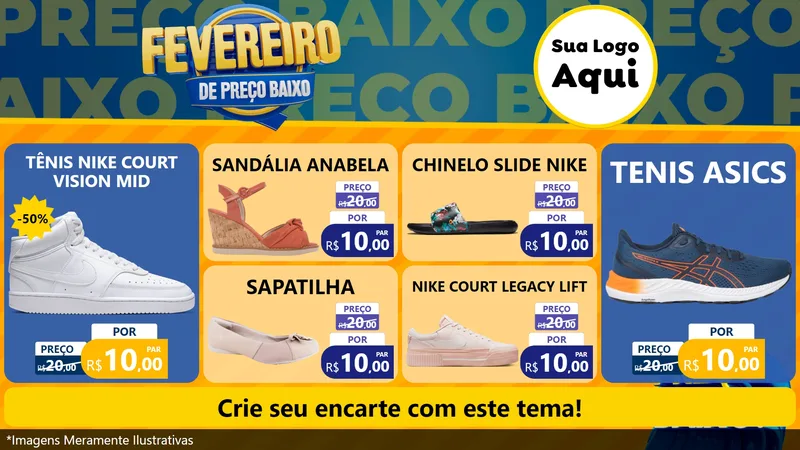 Modelo de TV para TV Horizontal com o tema Fevereiro de Preço Baixo para Calçados
