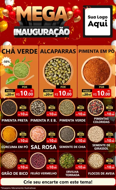 Modelo de Encarte para Encarte Grande com o tema Mega Inauguração para Produtos Naturais