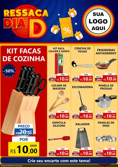 Modelo de Encarte para Encarte A4 Vertical com o tema Ressaca Dia D para Utilidades Domésticas