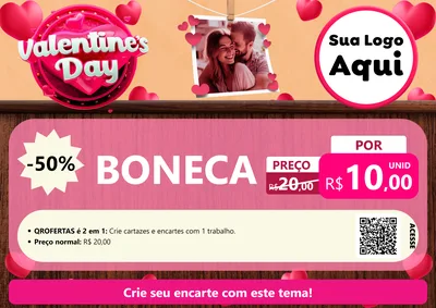 Modelo de Cartaz para Cartaz A4 Horizontal com o tema Valentine's Day para Brinquedos