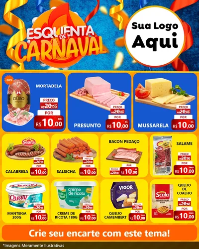 Modelo de Rede Social para Feed Instagram com o tema Esquenta de Carnaval para Frios e Laticínios