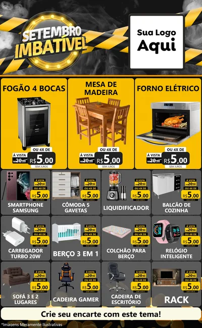 Modelo de Encarte para Encarte Grande com o tema Setembro Imbatível para Móveis e Eletro
