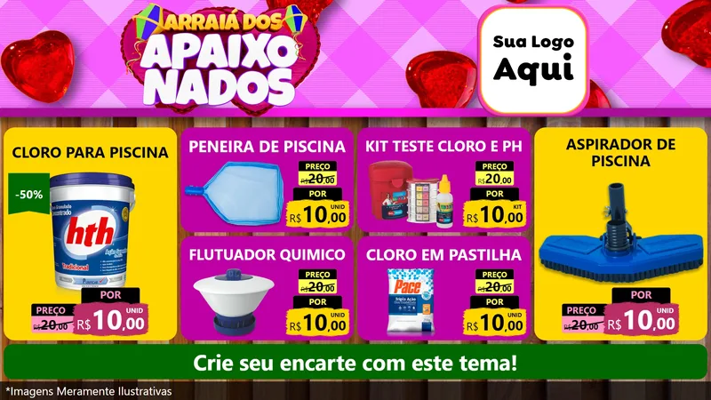 Modelo de TV para TV Horizontal com o tema Arraiá dos Apaixonados para Produtos para Piscina